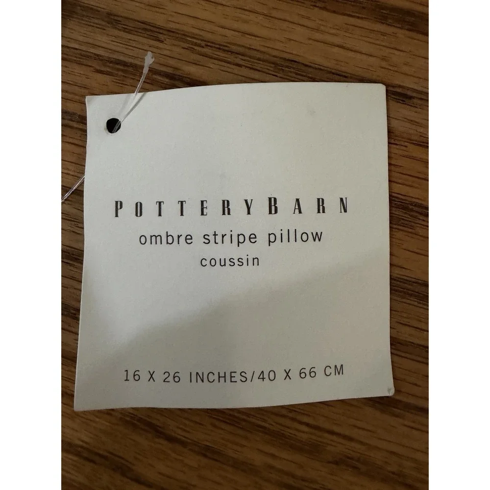 NWT‎ 2 Pottery Barn Ombre Stripe Pillow Covers Red Beige 16x26 Linen Cotton